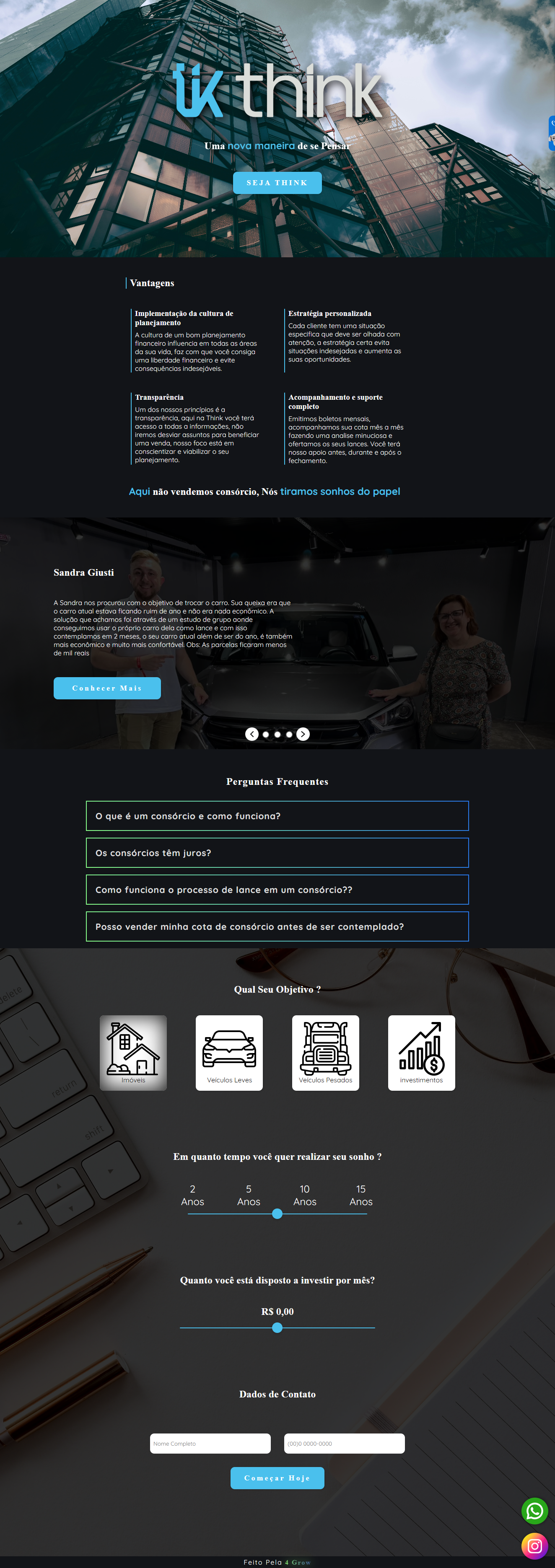 Um notebook com a imagem de um site da empresa think